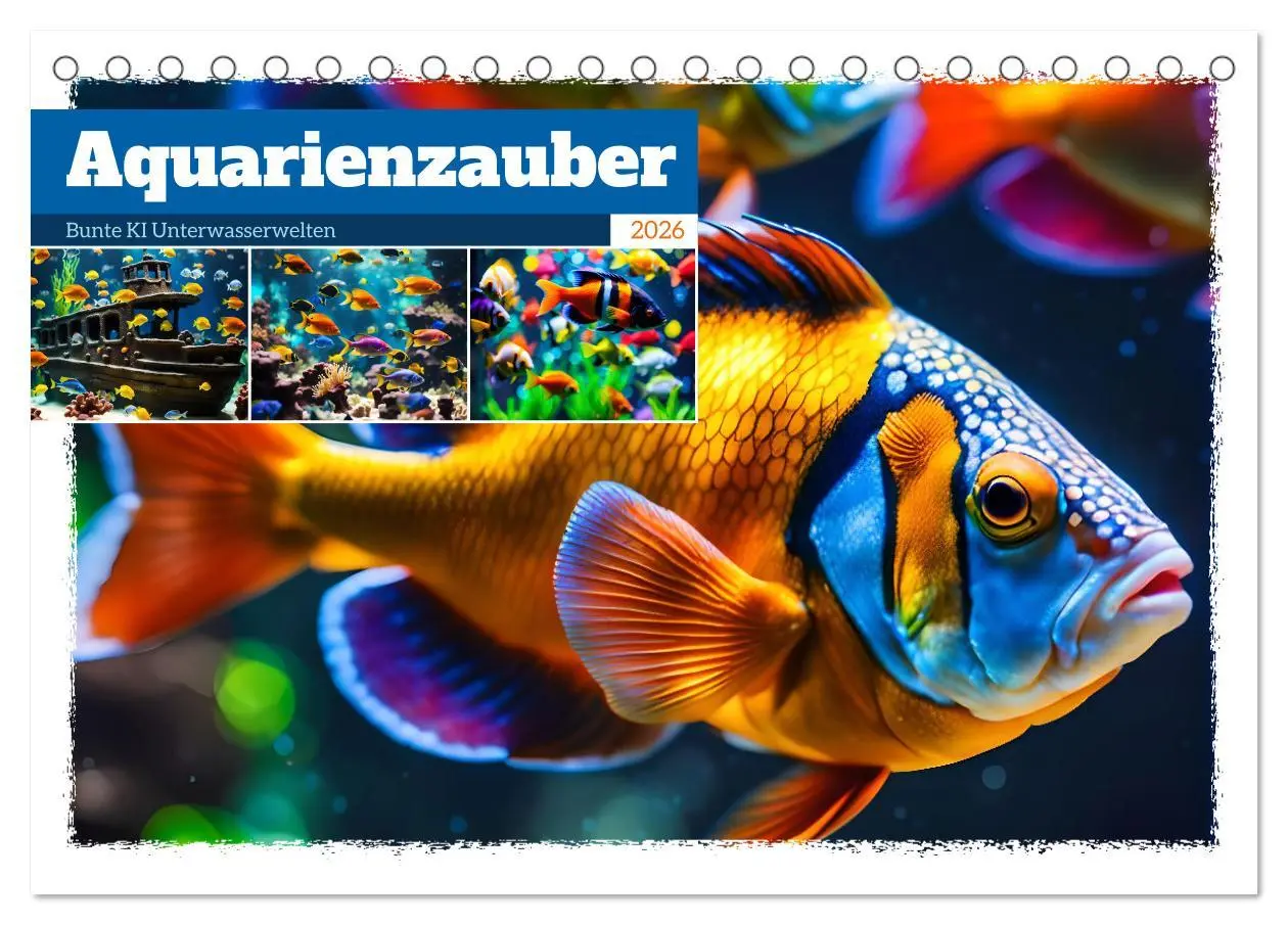 Cover: 9783457392034 | Aquarienzauber - Bunte KI Unterwasserwelten (Tischkalender 2026 DIN...